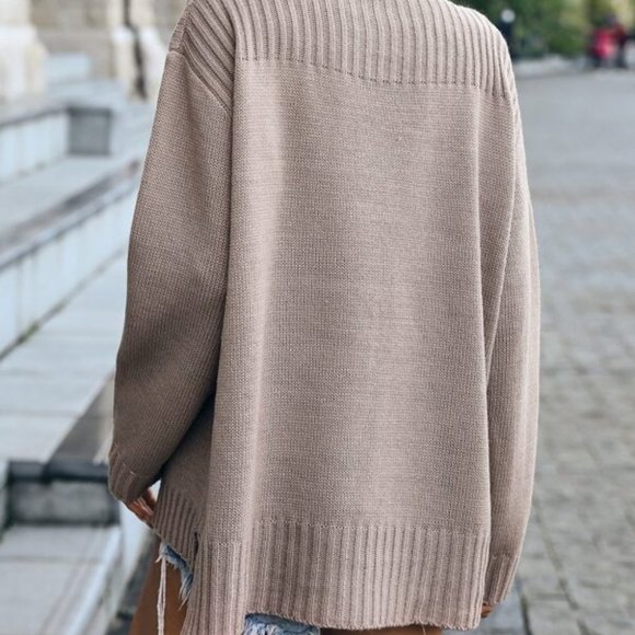 High neck Oversized Sweater Top light brown - Picture 6 of 7